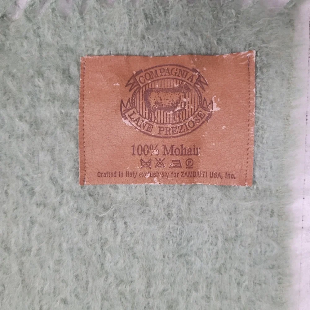 Compagnia Lane Preziose 100% Mohair Green Blanket 58x55